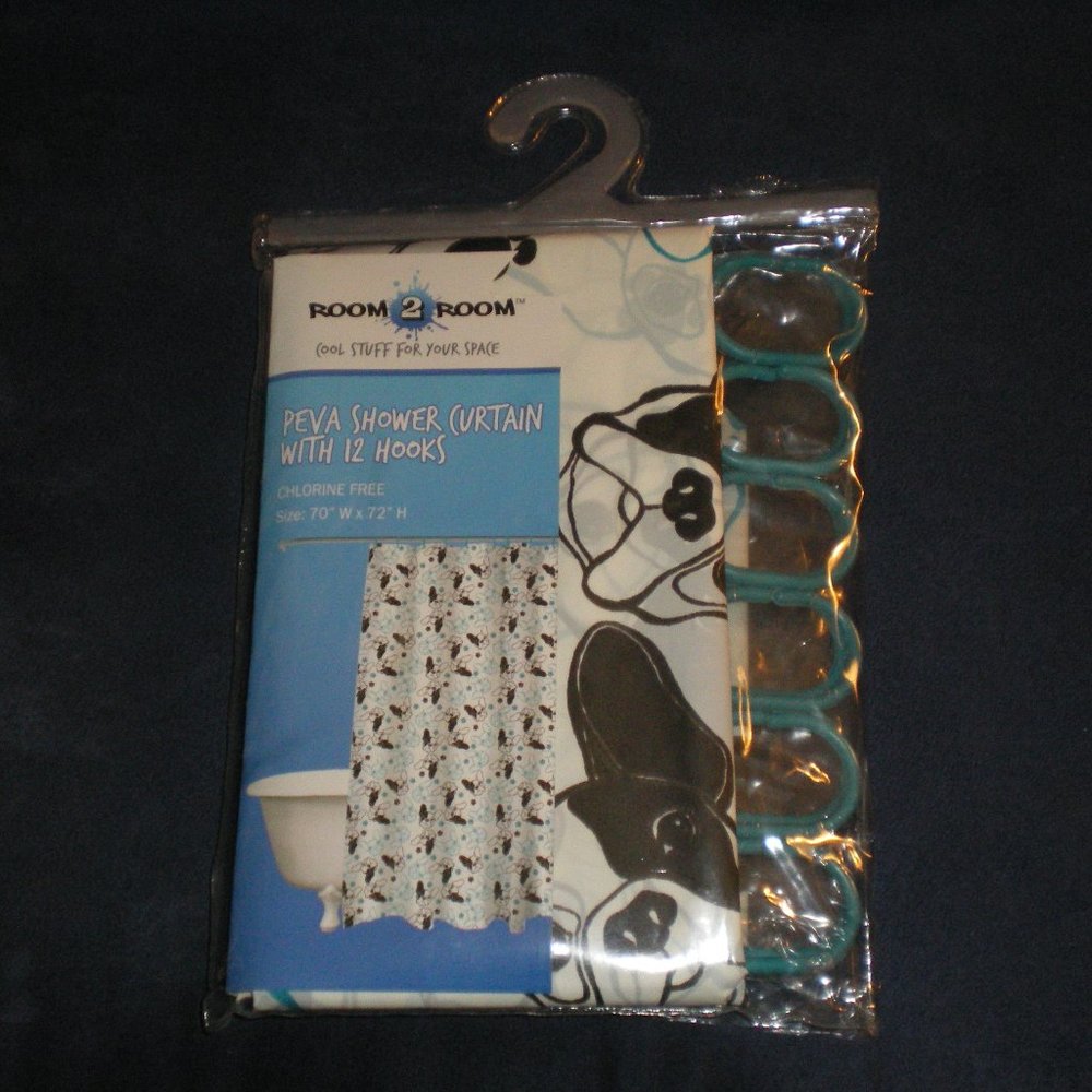 NEW French Bulldog Frenchie Shower Curtain w/Hooks